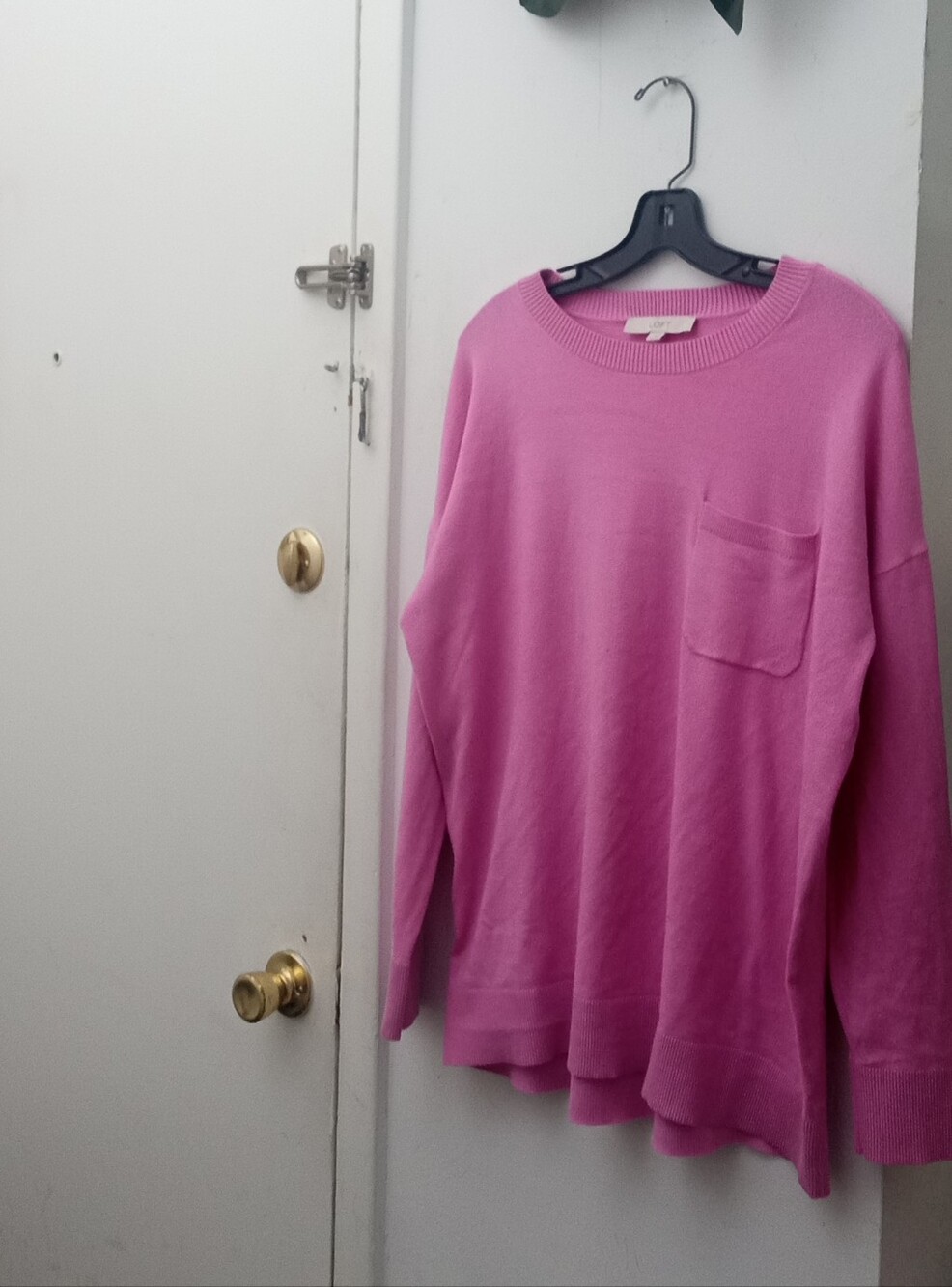 LOFT Bubblegum Pink Crewneck Sweater with Pocket